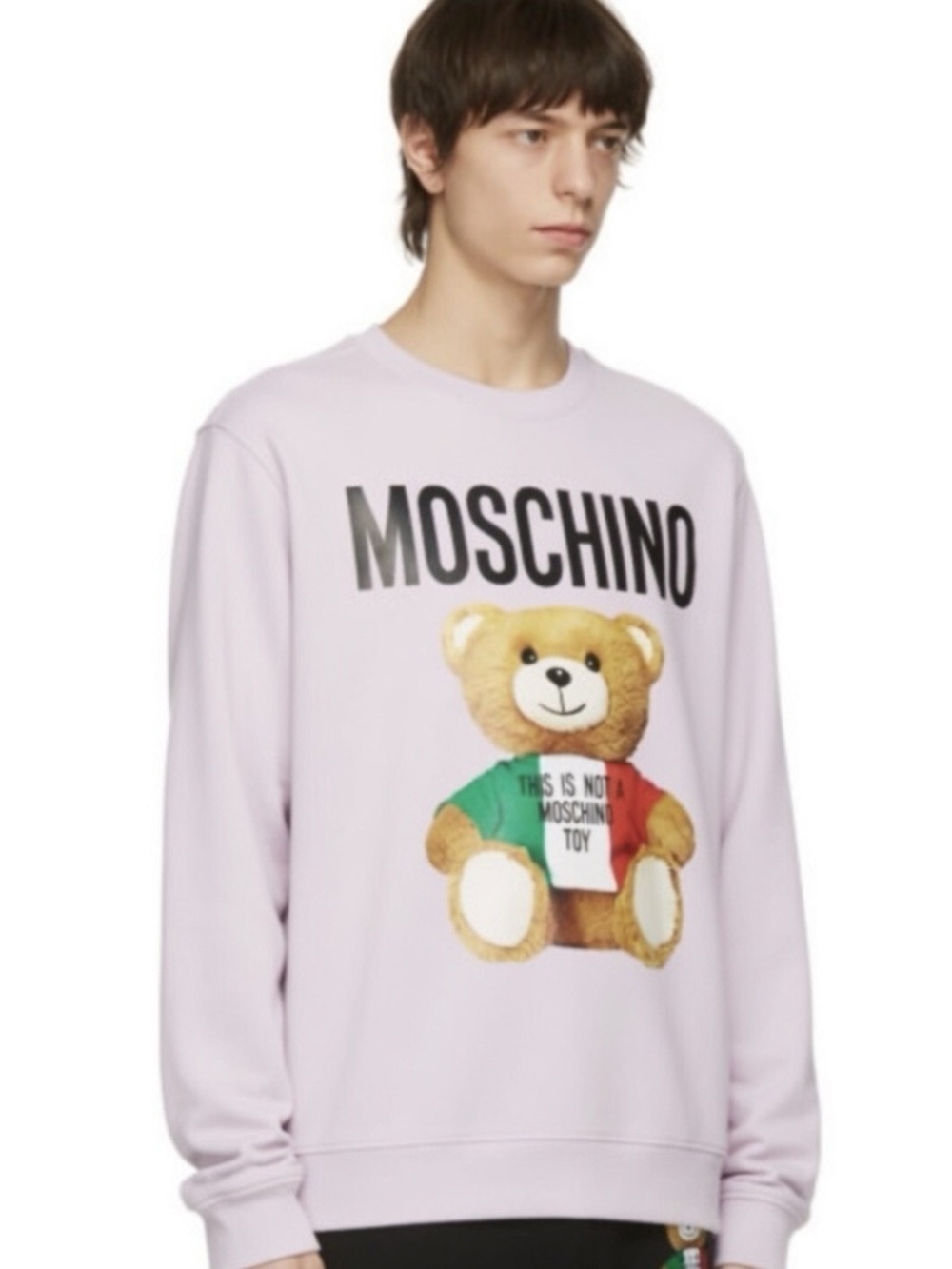 Moschino Teddy Bear Crewneck Sweatshirt Italian Flag Pink Size Large